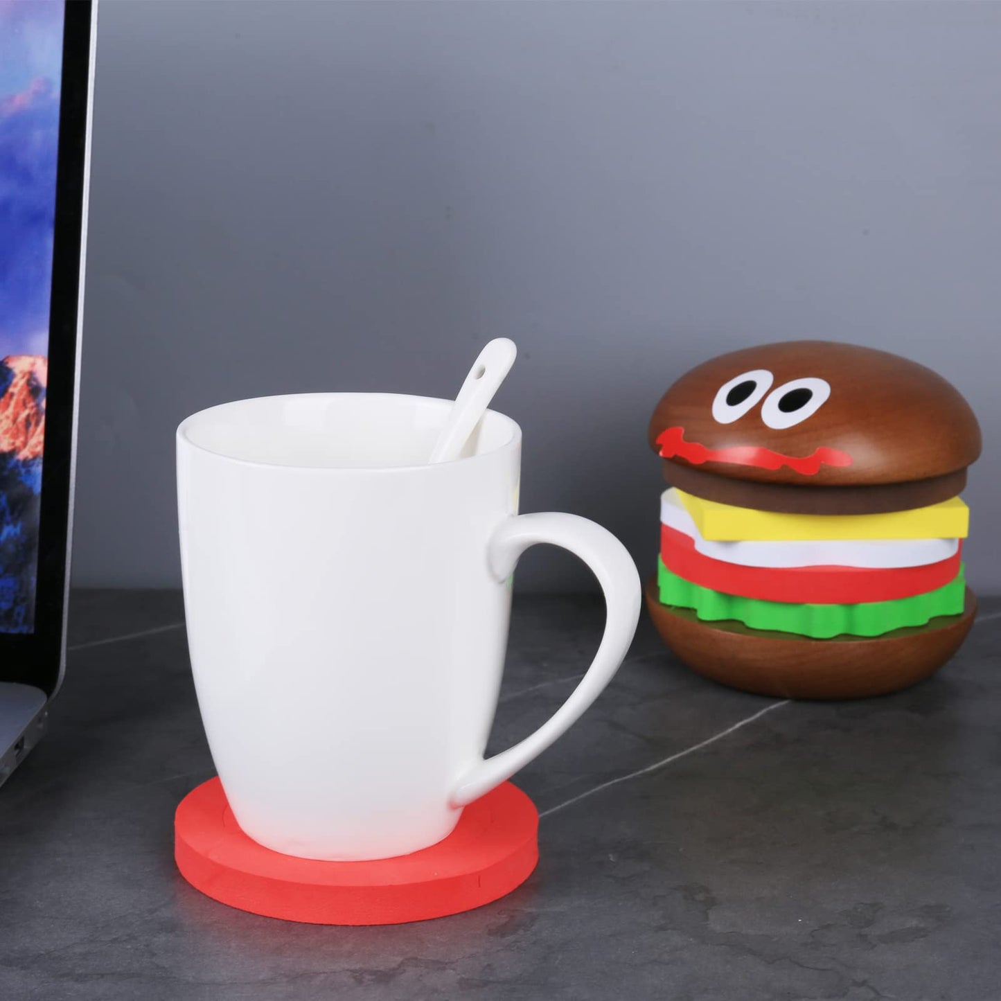 Fun Coasters Set for Drinks,Novelty Burger Coasters for Coffee Table,DIY Wooden Coasters for Drinks,,Cup Mat Wood Cup Lips,Gift for Housewarming,Birthday,Table Decor