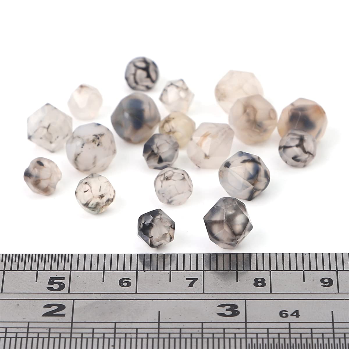 BEADIA Faceted Natural Black Dragon Agate Stone Round Beads 8mm 36cm/Strand for Jewelry Making