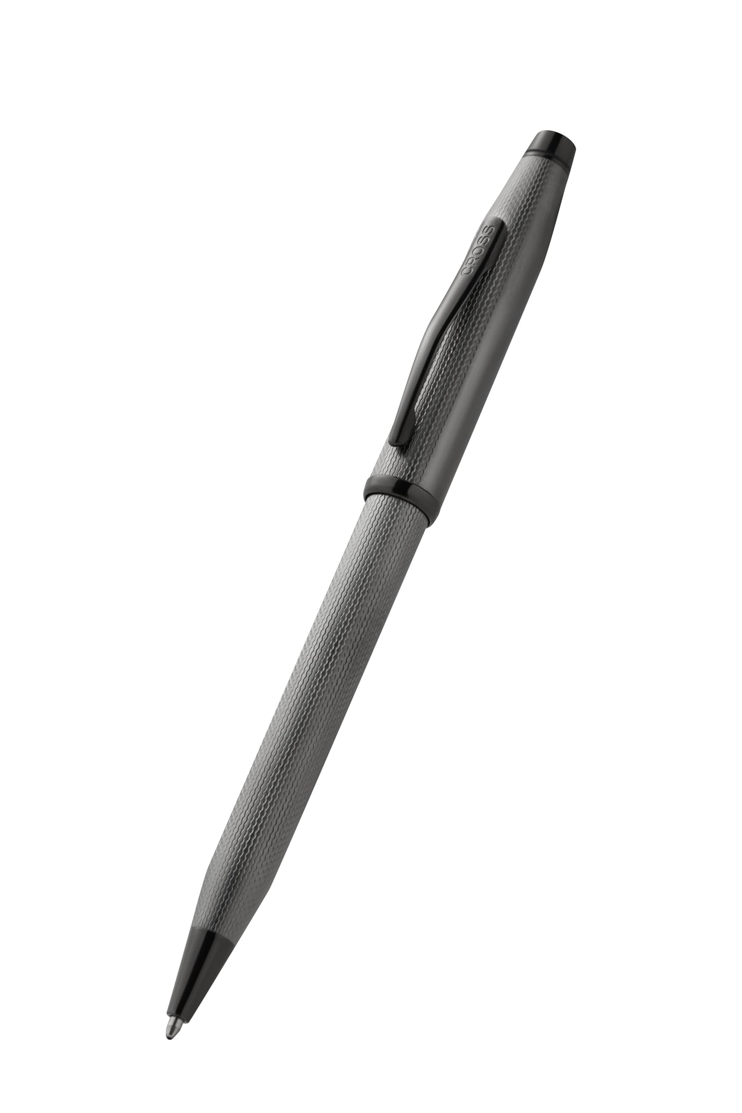 Cross A.T Century II Ballpoint Pen, Polished Slate Gray, Black Ink, Engraved Diamond Pattern, Swivel-Action in Luxury Gift Box