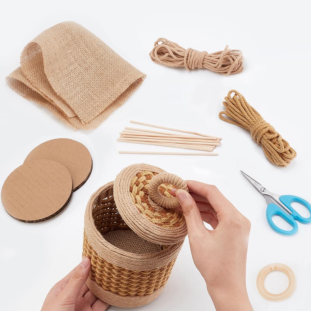 FREEBLOSS Macrame Basket Kit DIY Macrame Kit for Beginners Video Tutorials Basket Weaving Craft Adults Macrame Craft Kit for Gift