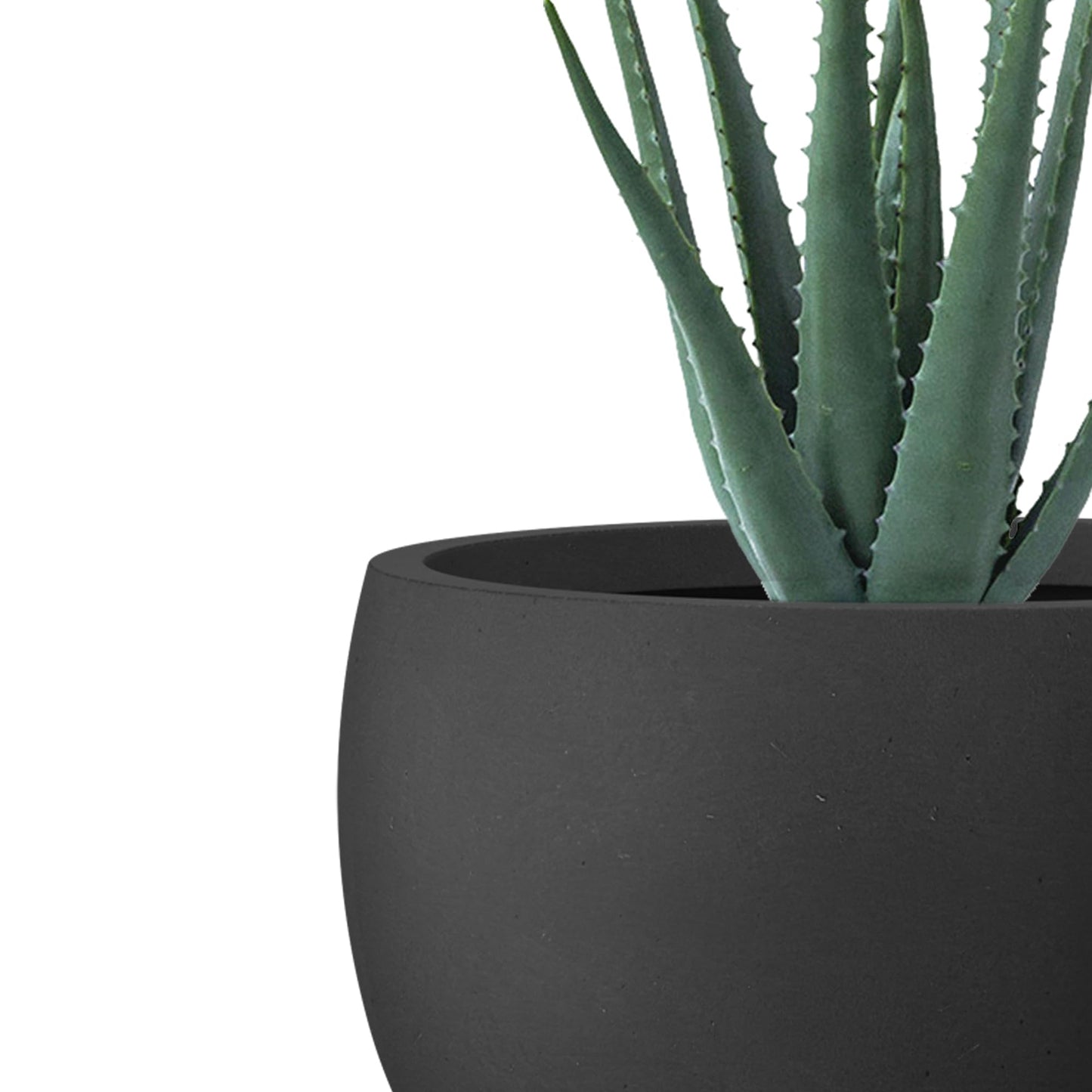 Kante 14 Inch Dia Round Concrete Planter, Indoor Outdoor Large Plant Pot with Drainage Hole and Rubber Plug for Home Patio Garden, Black