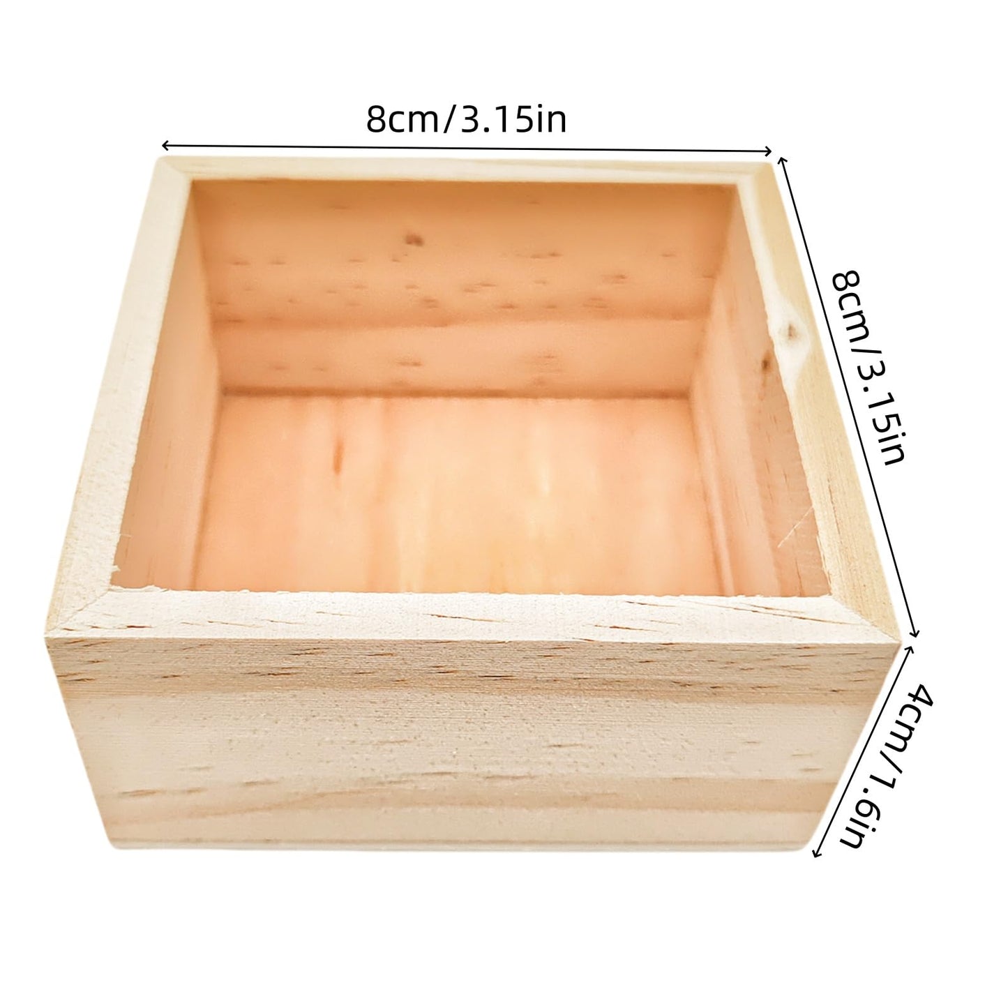 Anktily 4 Pack Unfinished Wooden Craft Storage Organiser Boxes, 3 x 3 x 1.6 inch Small Square Wood Box, Rustic Natural Wood Container Box for Home Venue Decor