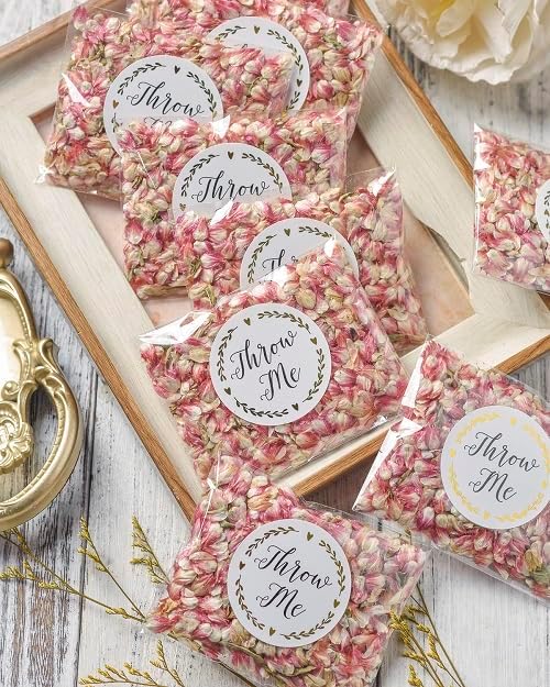 RainbowPana 12 Pack Biodegradable Confetti, Dried Flower Petals, Biodegradable Flower Petals for Weddings, Wedding Send Off Ideas, Flower Confetti, Wedding Exit Ideas - Pink