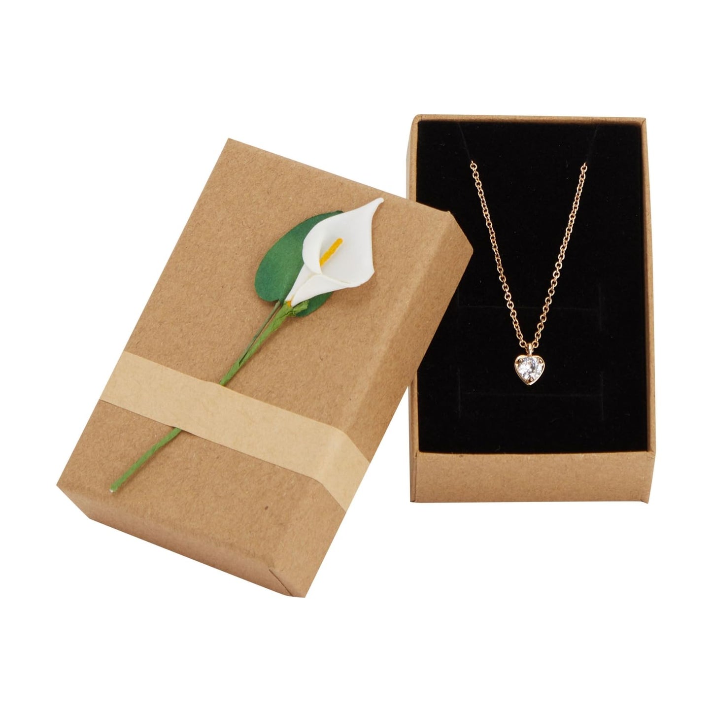 Juvale Jewelry Boxes - 12 Pack, 3.5 x 2.2 x 1.2 In, Brown Cardboard - Mini Case With 3D Lily Flower Top & Removable Velvet Foam Pad - Earring & Necklace Boxes Bulk