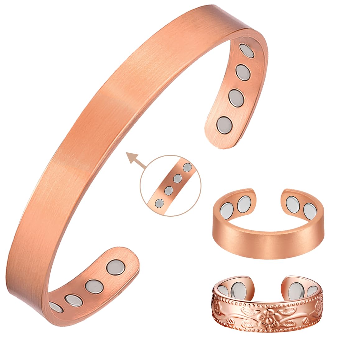Vicmag Copper Magnetic bracelet for Women Men Magnetic bracelets 100% Solid Pure Copper Gift(3pcs)