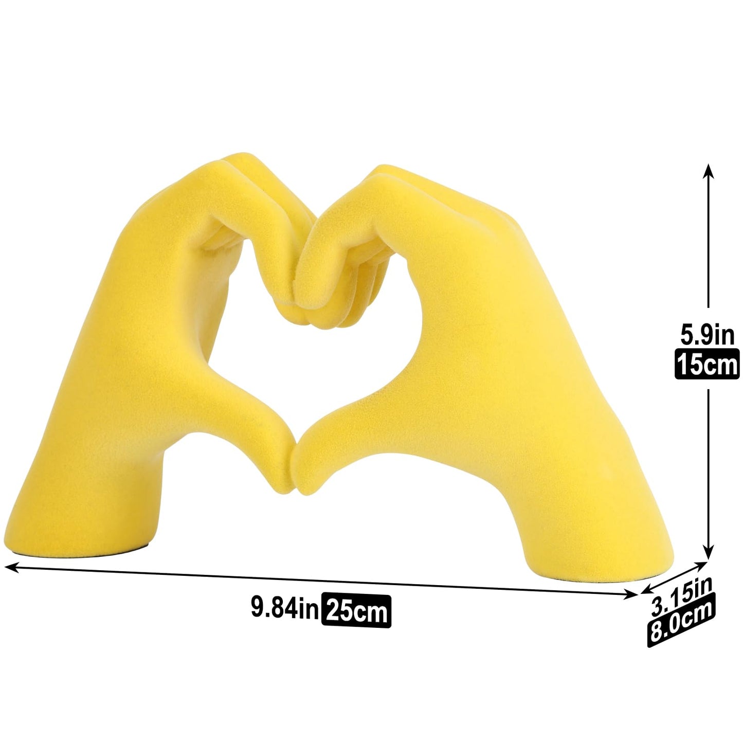 DOVDOV Yellow Heart Hand Sculpture, Heart Hand Statue Home Decor Aesthetics, Suitable for Bookshelf Console Table Office Entrance Decoration Bohemian Wedding Decoration and Small Ornaments.