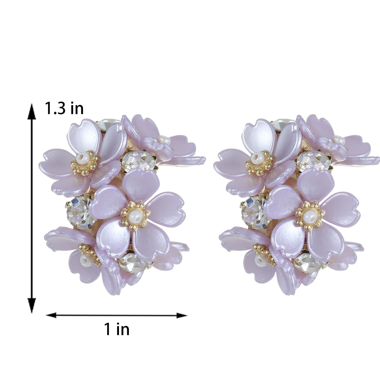 Xalroco Purple Flower CZ Hoop Earrings Acrylic Pearl Earrings(Purple Flower)