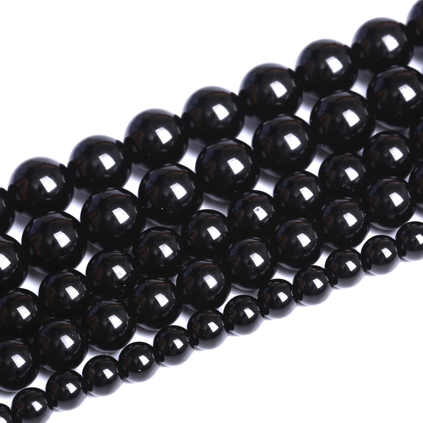 6mm 66pcs Natural Black Agates Onyx Stone Beads Smooth Round Loose Spacer Beads for Jewelry Making DIY Bracelets 15"