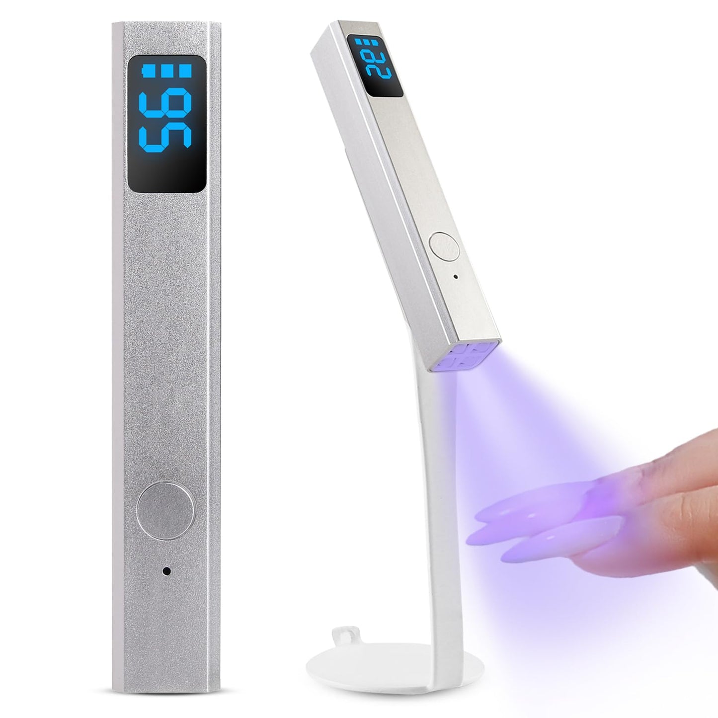 ESUOHYM Mini Handheld Uv Light for Gel Nails with Magnetic Stand for One Finger Nail Dryer with LCD Display Portable Rechargeable Cordless Nail Lamp