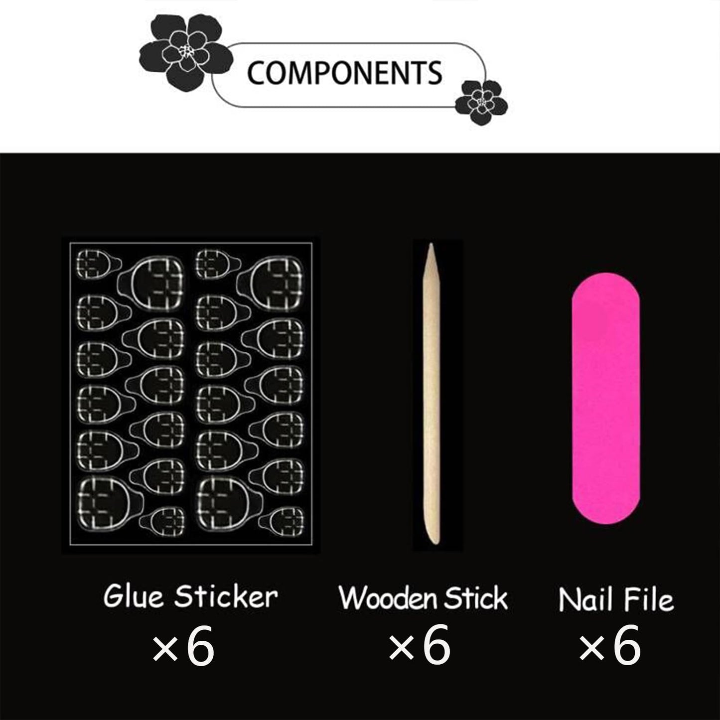6 Packs (144 Pcs) Short Press on Nails Square Fake Nails Flower Press on Nails Summer Spring Acrylic Glue on Nails Full Cover Cute False Nail Tips Stick on Nail for Women Manicure 12 Size - 6 Style