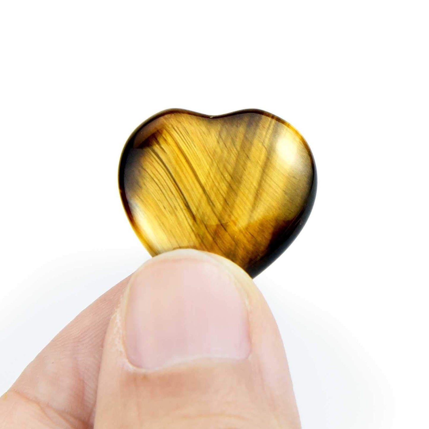 Marrywindix 15 Packs 0.8 Inch Healing Crystal Natural Tiger Eye Stone Heart Love Carved Palm Worry Stone Chakra Reiki Balancing