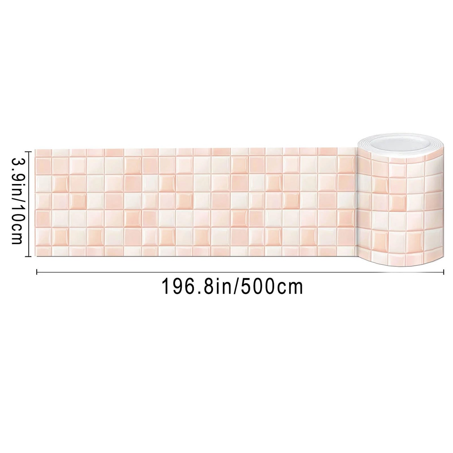 IVN Peel and Stick Wallpaper Border 4 x 196 Inch Pink Square Tile Pattern Self Adhesive Decorative Wall Trim Accent Strip for Bedroom Kitchen Living Room Mirror Frame Bold Gothic Home Decor