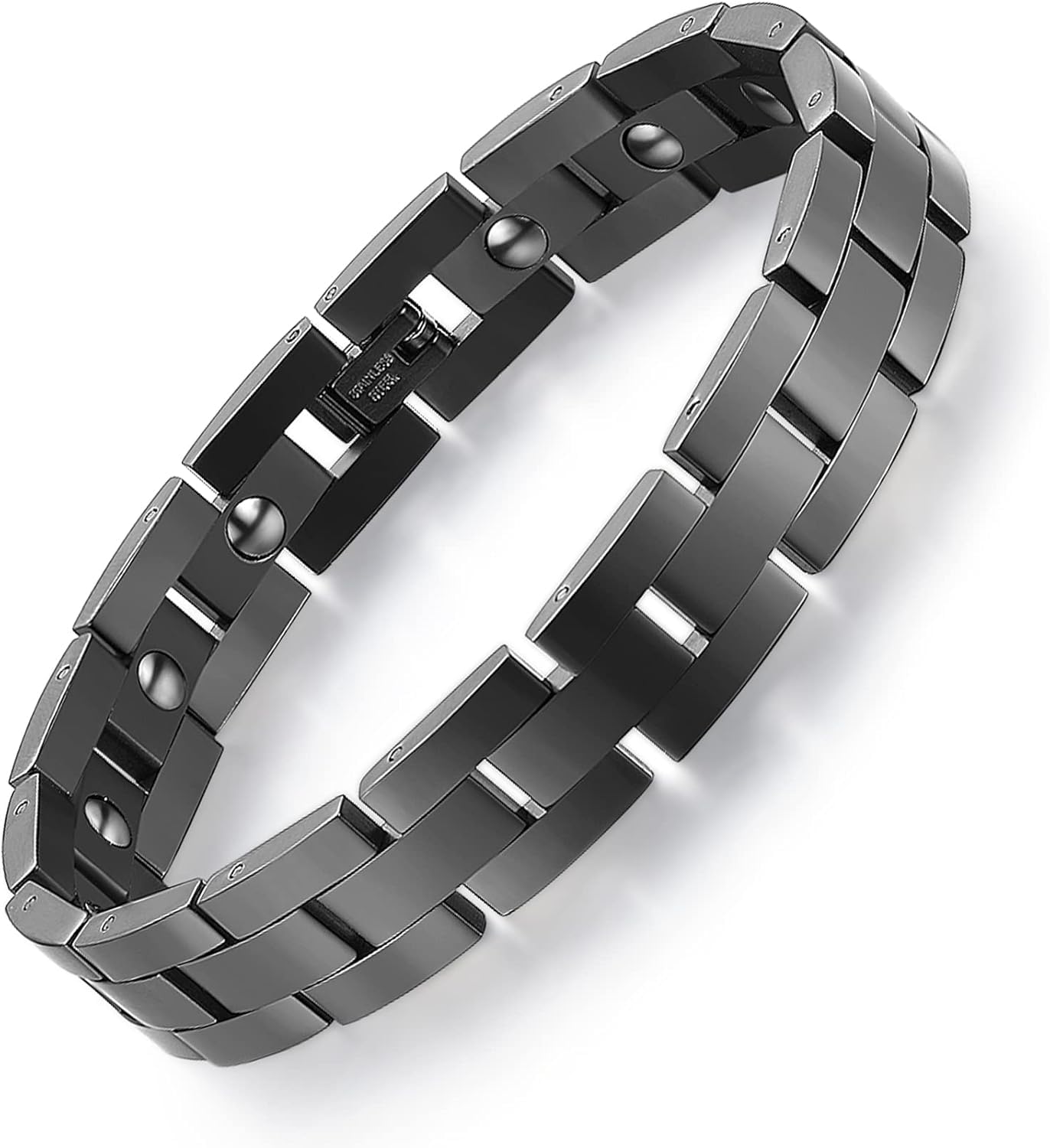 HOLVIST Magnetic Bracelet for Men and Women 4000 Gauss | Comes With Adjustable Length, Sizing Tool and Gift Box (1 Magnet Per Link, Space-Grey)