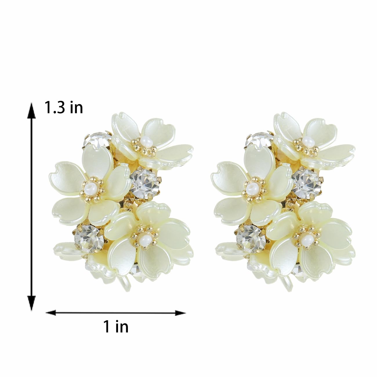 Xalroco Statement Rhinestone Flower Stud Hoop Earrings for Women Yellow Acrylic Pearl Earrings (Yellow Flower)