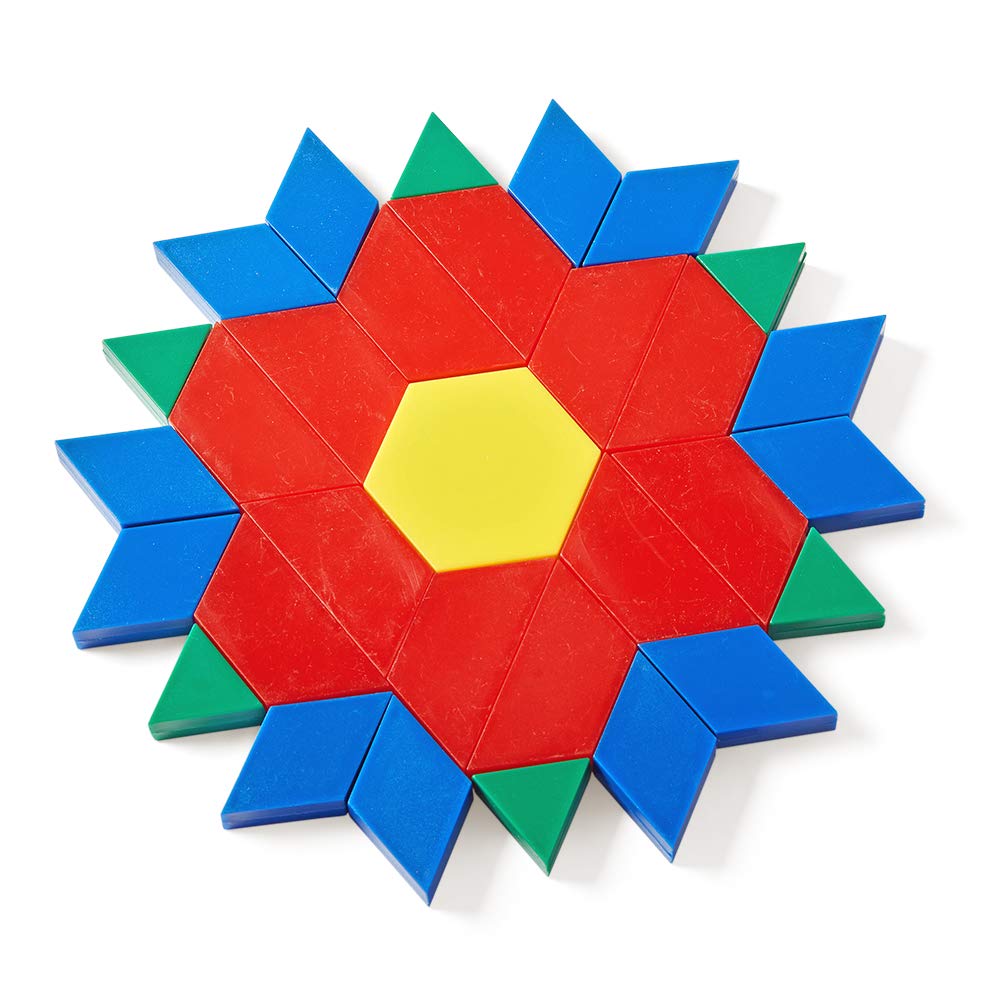 hand2mind Plastic Pattern Blocks for Kids, Shapes for Kindergarten, Montessori Toys, Geometric Shapes, Symmetry, Shape Recognition, Pattern Blocks for Classroom (Set of 1,250)