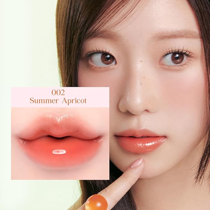 CLIO Crystal Glam Tint |Glossy Finish, Lightweight, Weightless, Buildable, Glass-Like, Smoothing, Long-Lasting, Vivid, Transparent, Shiny, Moisturizing, Hydrating (02 Summer Apricot)