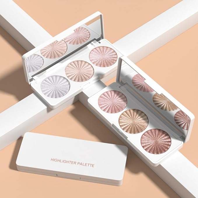 Pink Pearl Golden Champagne Bronze Rose Shimmer Glitter Highlighter Highlight Makeup Contour Powder,Glitter Face Illuminator Highlighter, Illuminator Make Up (Sunset Radiance Trio)