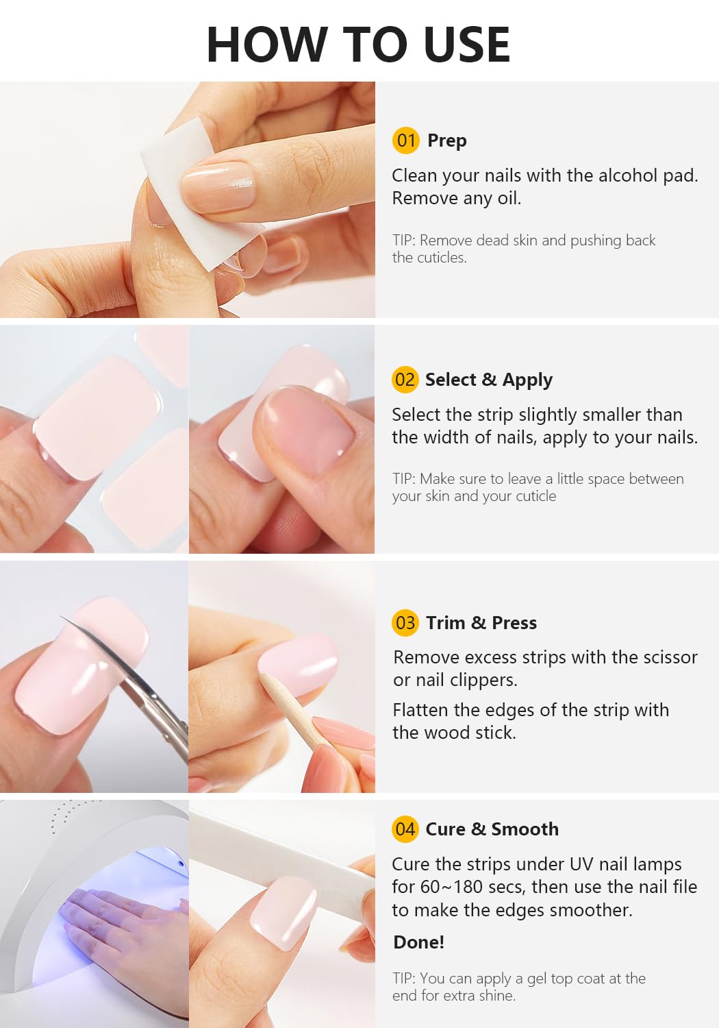AutyaMee Semi Cured Gel Nail Strips (Pink Omber Cat Eye), Nude Gradient, 20 Pcs Gel Nail Wraps, Stickers, UV Light Required, Salon Quality, Long Lasting