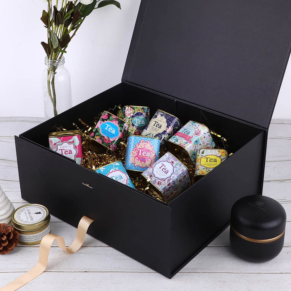 Black Gift Box Large 13x11x5.3 Inches, Black Box with Ribbon with Lid Magnetic Closure, Christmas Gift Box, Gift Boxes for Present Graduation Storage (Matte Black)