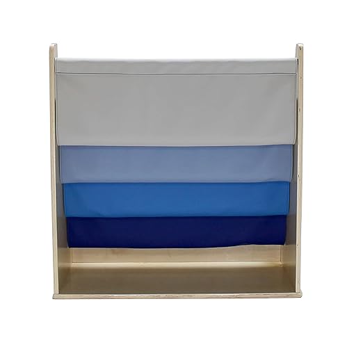 Factory Direct Partners 13745-NVPB Birch SoftScape Sling Book Display, 4-Shelf Vinyl Storage for Kid"s Books and Magazines for Bedroom, Playroom, Daycare, Preschool or Classroom - Navy/Powder Blue