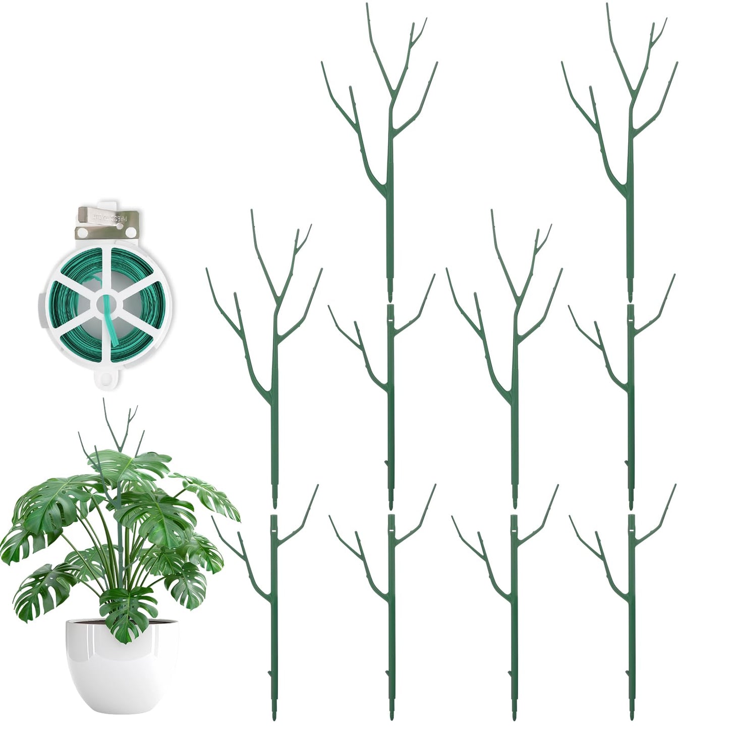Qaobo 10 Pack Stackable Plant Support Stakes, Climbing Plant Support Structures for Monstera, Pothos, Philodendron Garden Plant Stakes for Indoor Outdoor Plants