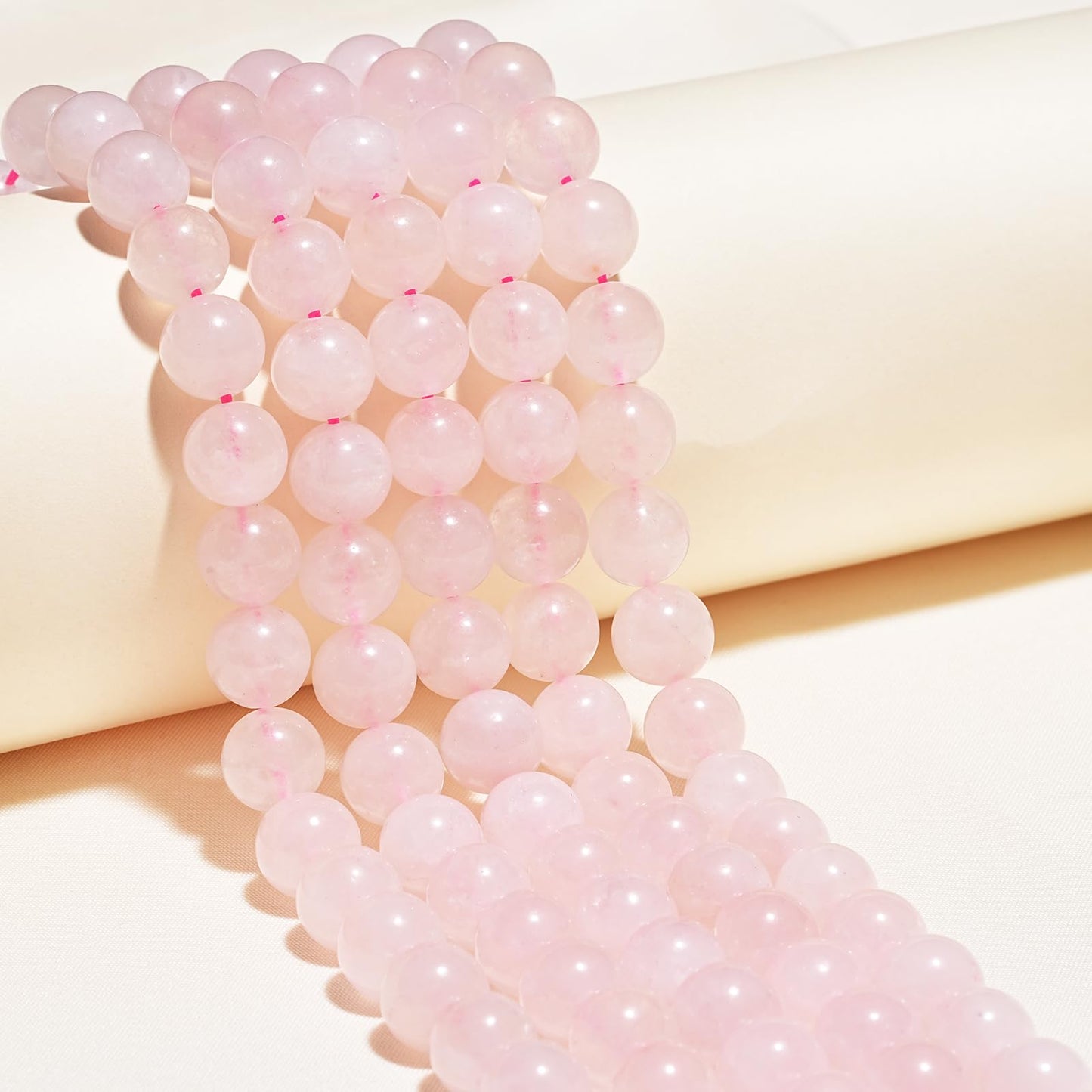 10mm Natural Rose Quartz Gemstone Beads Polished Round Smooth Stone Beads for Bracelets Jewelry Making 15inch Loose Beads