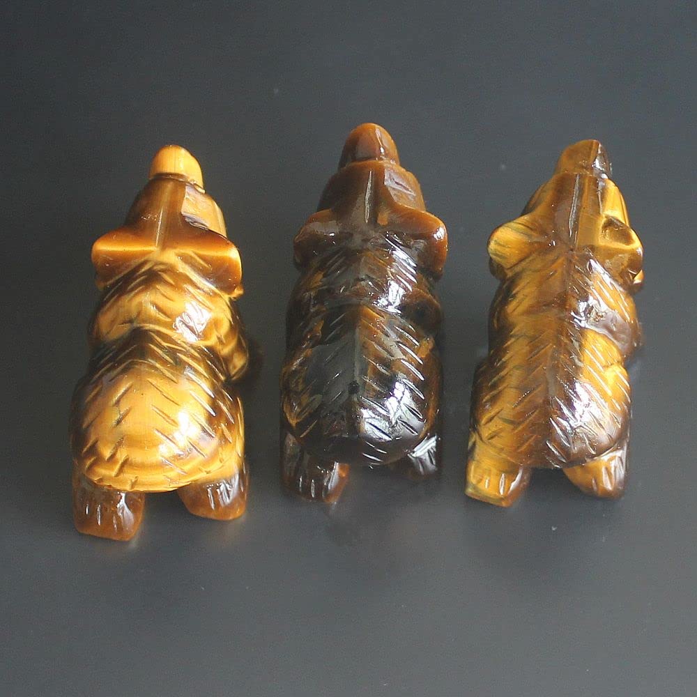 2'' Hand Carved Mixed gemstom Crystal Bear Figurine Animal Carving (Golden Tiger Eye)