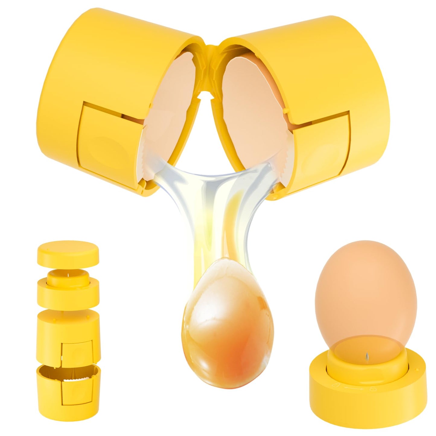 2 in 1 Egg Shell Opener, Egg Piercer for Hard Boiled Egg, Cute Egg Cracker for Raw Eggs, Egg Peeler Separator for Home Kitchen Gadgets Tool, Yellow