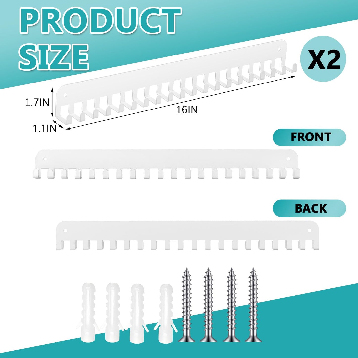 Geetery 4 2/4 Pack Medal Hanger Display with 20 Hooks Each, Steel Wall Mount Medal Holder Rack Holds 60+ Awards for Marathon Running Soccer Wrestling Gymnastics Swimming, Easy to Install (White)