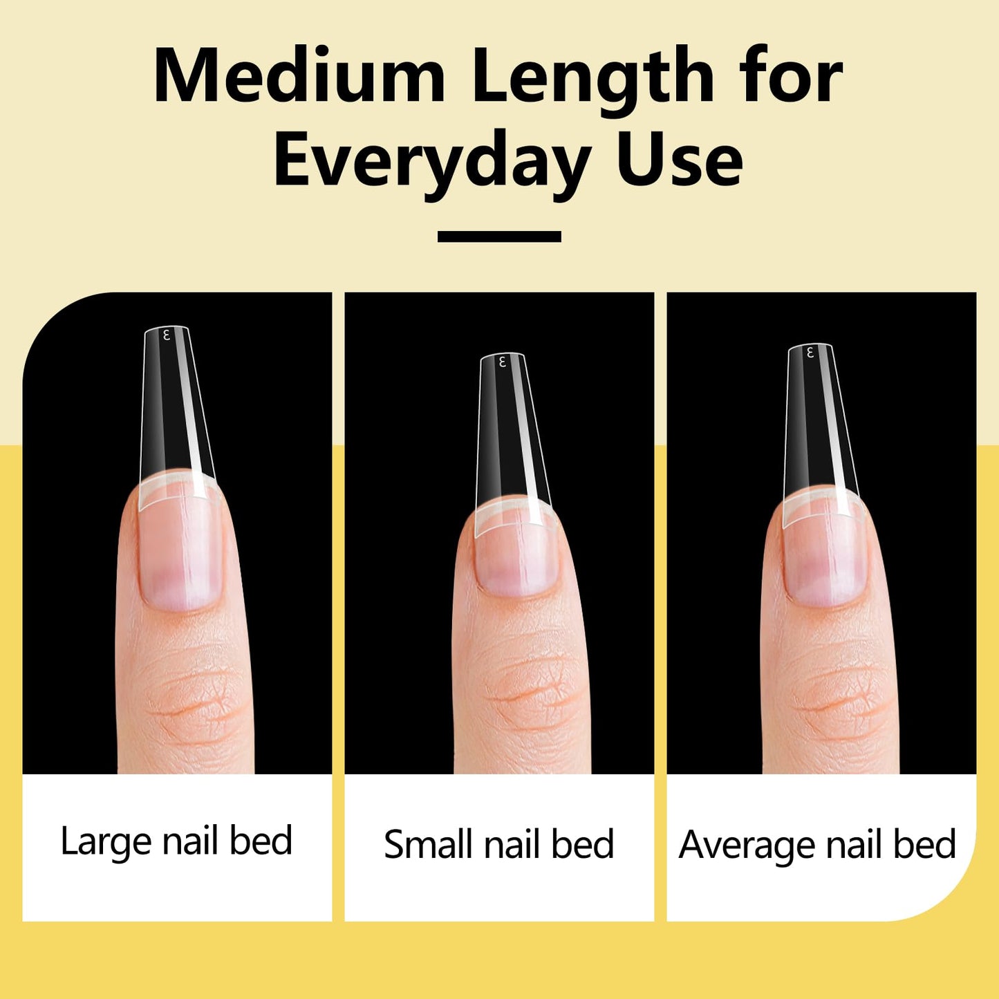 Yokilly 1000PCS Coffin Nail Tips and Glue, Clear Natural False Acrylic Nail Tips, Half Cover 10 Sizes French Artificial Nail Tips Manicure with Nail Clipper, Nail Files and Glue for Dip Powder
