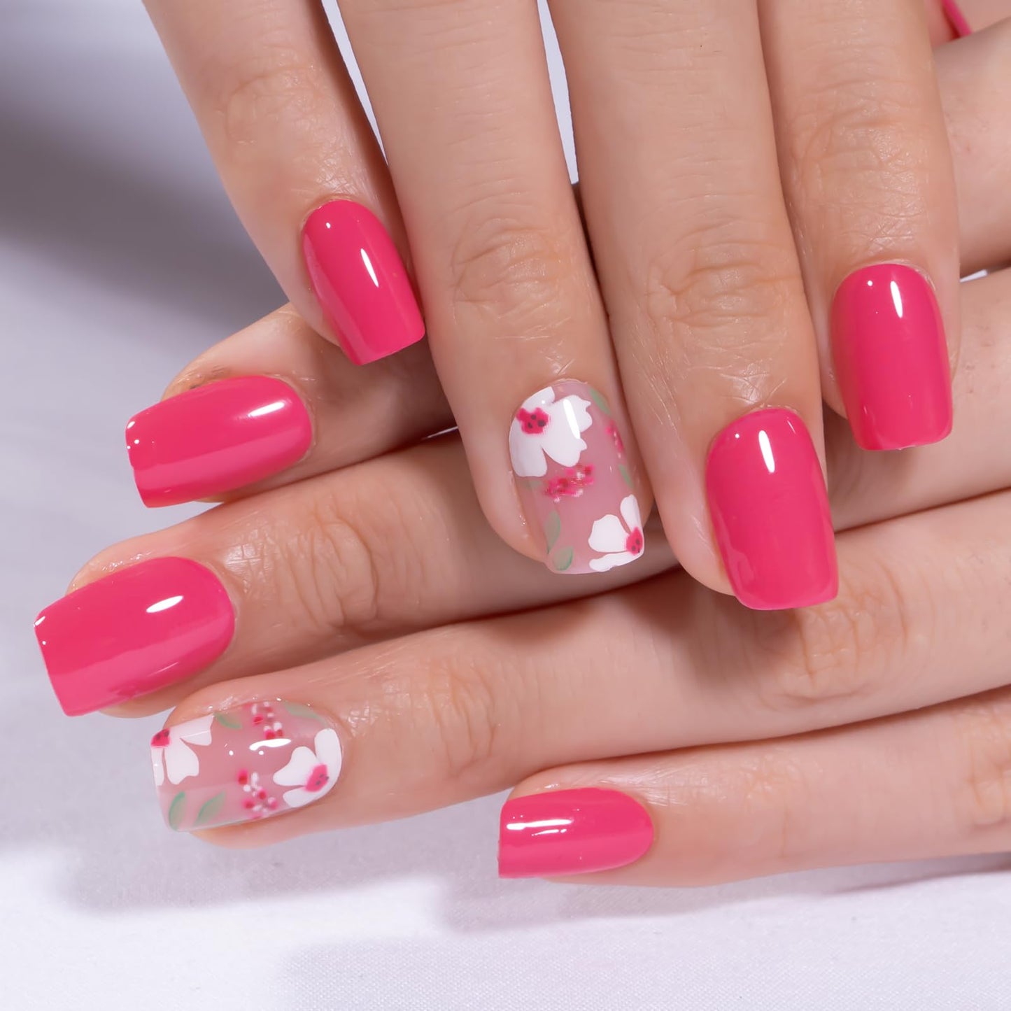 Curvlife Soft Gel Press on Nails with Scarlet Design Full Cover Fake Nails for Women Reusable Nail Kit with Nail Glue Adhesive Tabs