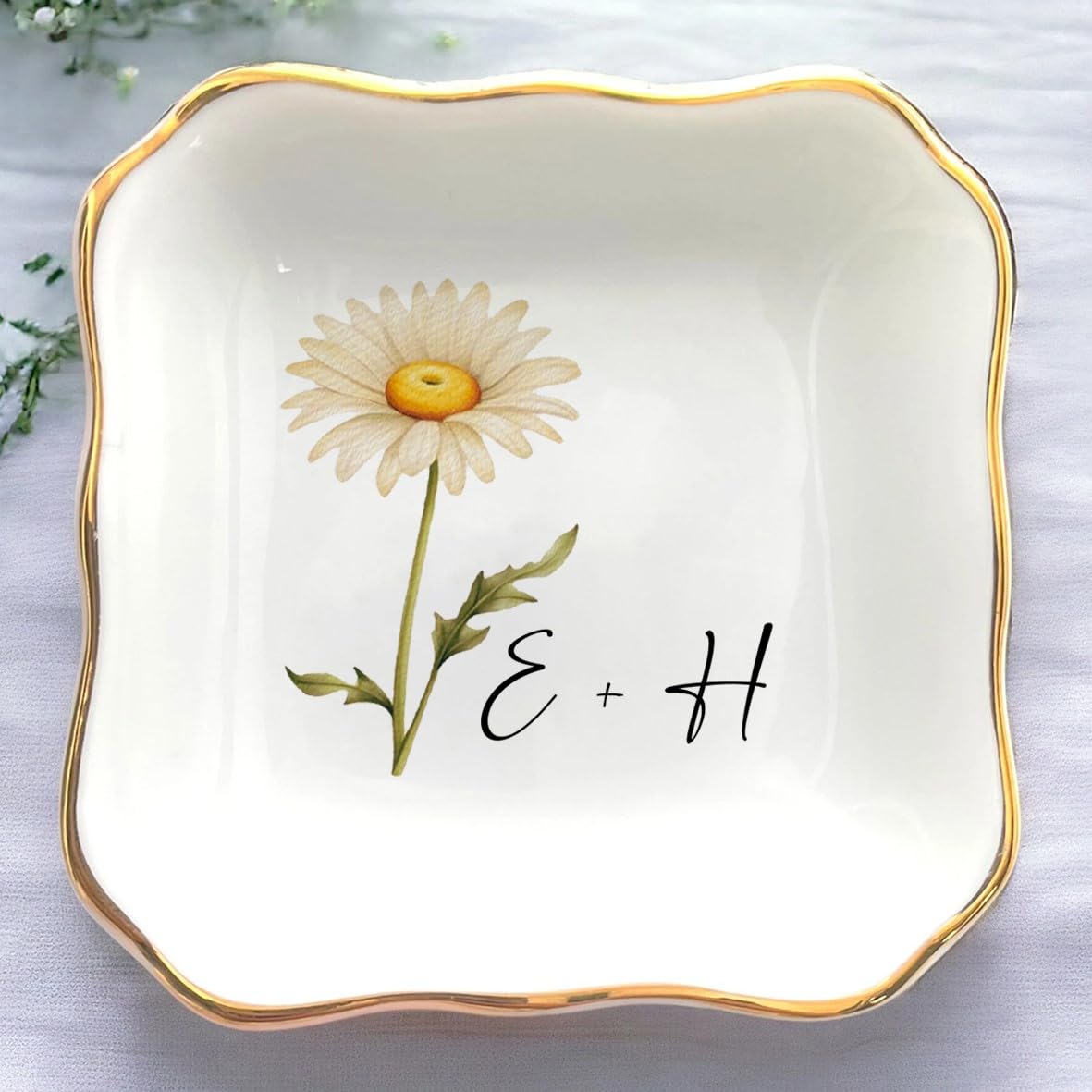 Anniversaree Custom Couple Portrait Polaroid Photo Ring Dish, Personalized Picture Jewelry Holder, Engagement Ring Dish, Wedding Trinket Tray Keepsake Valentines Gift for Her Him Wife Husband