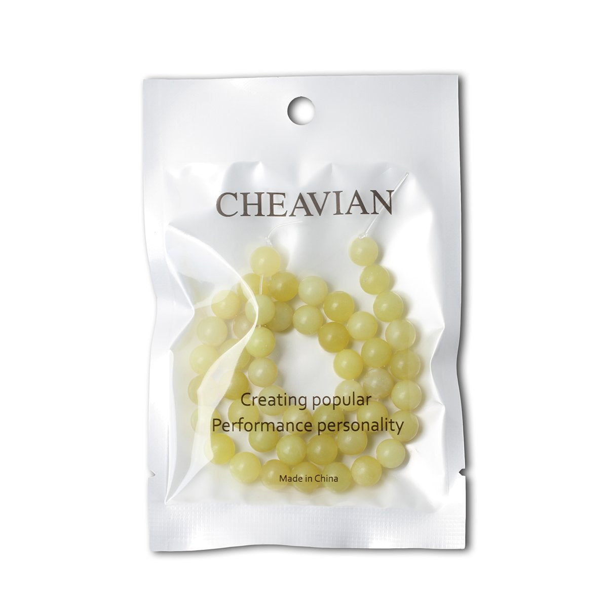 CHEAVIAN 45PCS 8mm Natural Yellow Lemon Jade Gemstone Round Loose Beads for Jewelry Making DIY Findings 1 Strand 15"