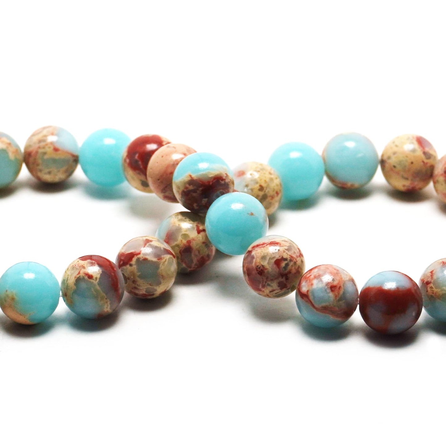DIQIO Natural Sky Blue Jasper Beads for Jewelry Making - Round Loose Beads (58-60pcs, 6mm) - Sky Blue Jasper Gemstone