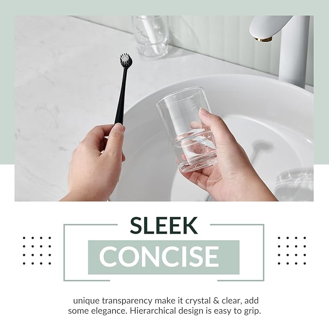 Toothbrush Holders for Bathroom, 2 Pack Transparent Glass Tumbler Cups, Modern Thick Glassware