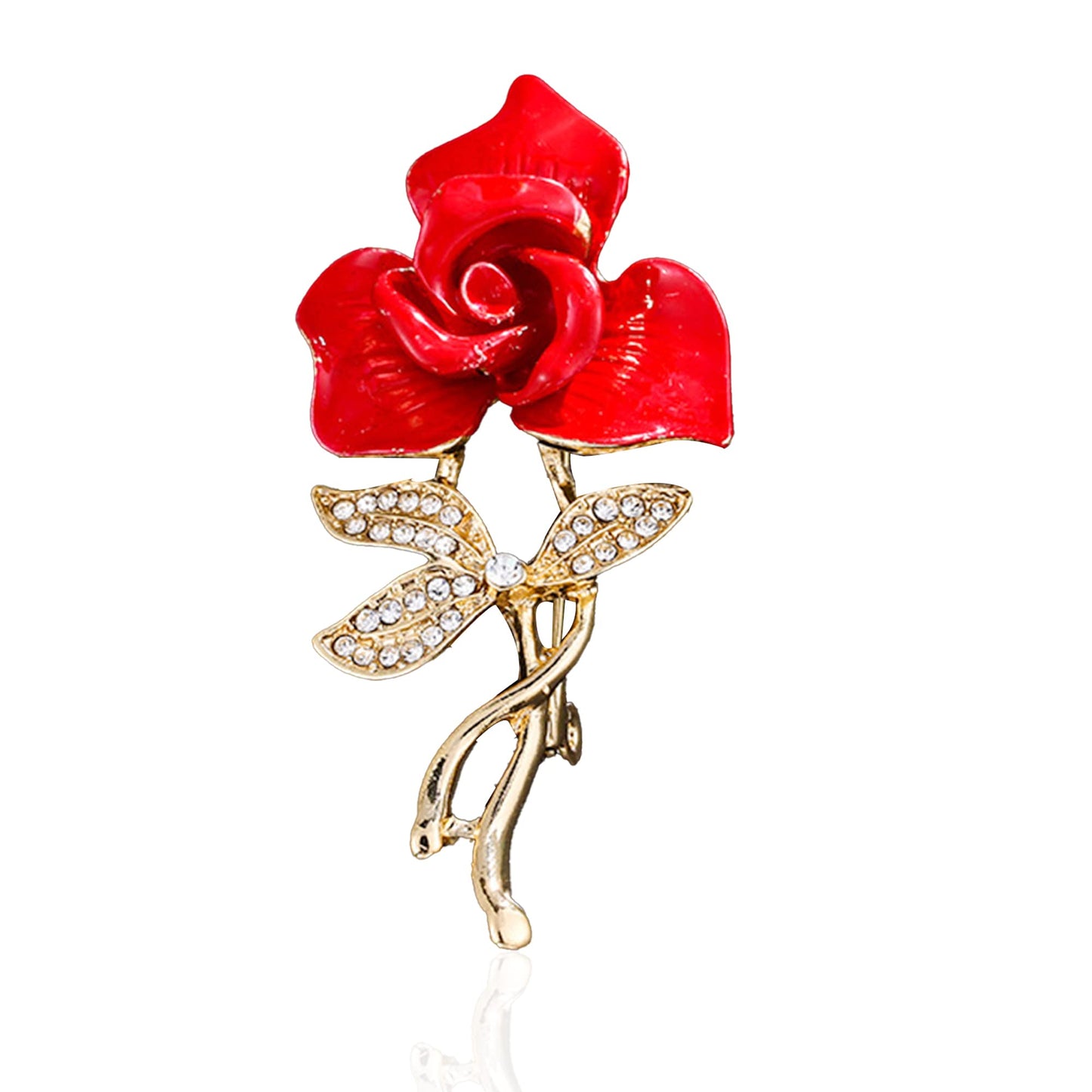 Seakuur Floral Elegant Red Rose Shape Brooch Pin for Women Mothers Day Accessory (D)