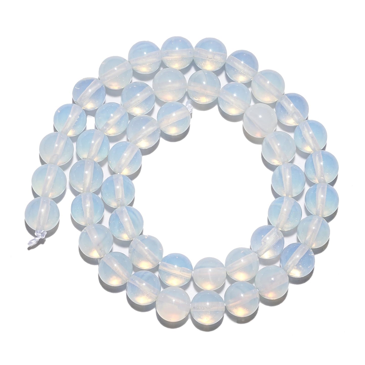 8mm Natural White Opal Gemstone Beads Polished Round Smooth Stone Beads for Bracelets Jewelry Making 15inch Loose Beads