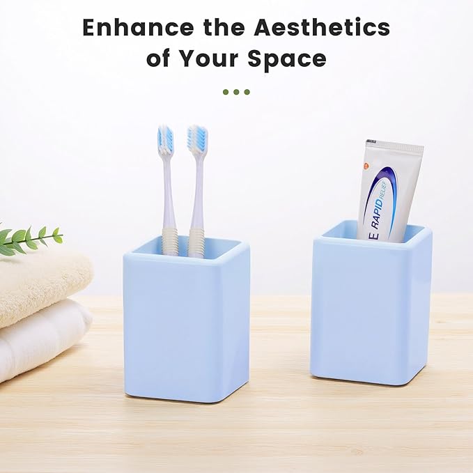 Luxspire Toothbrush Holders, 2 PCS Diatomite Toothbrush Cups, Fast Drying Toothbrush Holders for Bathroom, Toothpaste Holder for Bathroom Countertop, Blue