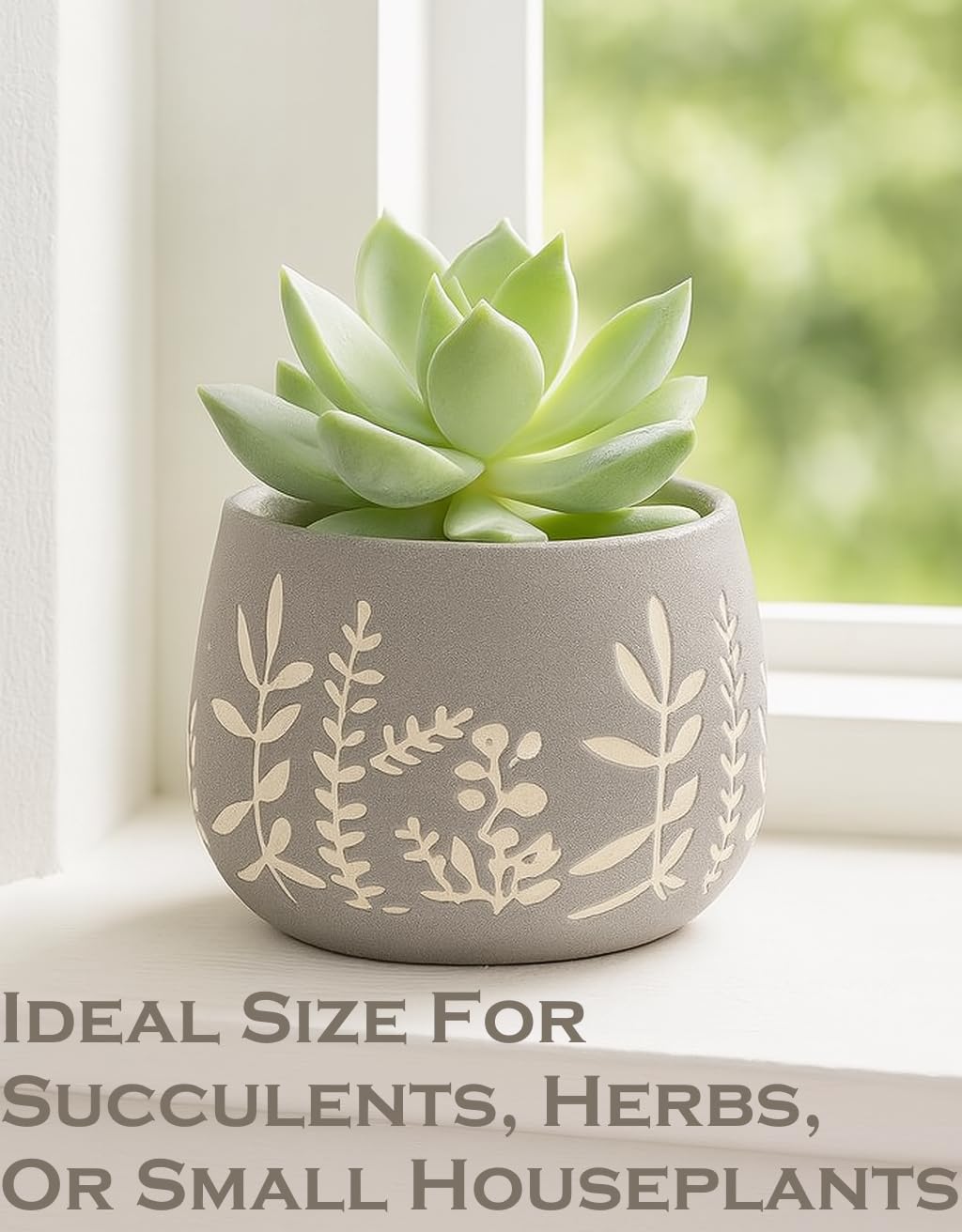 The Bridge Collection Leaf Patterned Ceramic Planter-Modern Indoor Plant Pot Perfect for Succulents and Small Plants