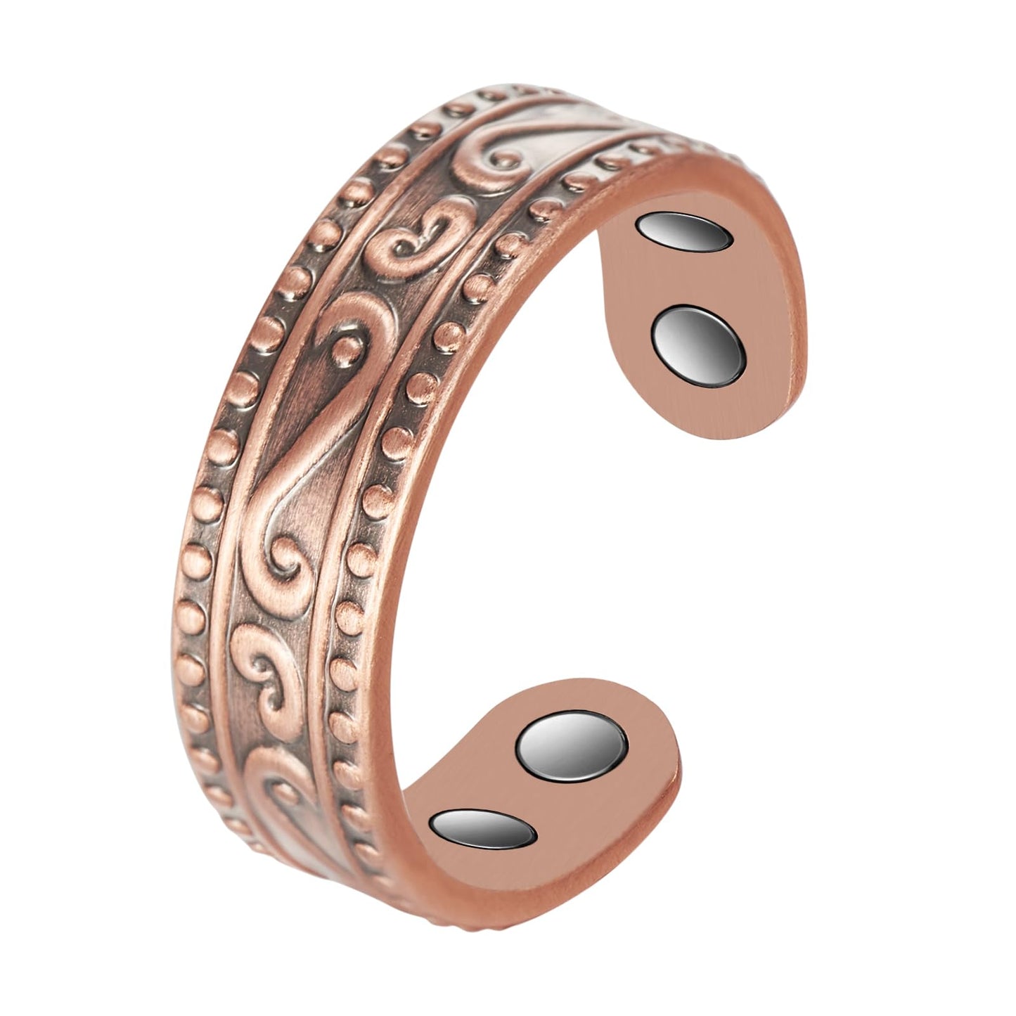 EnerMagiX Copper Rings for Women, 99% Pure Copper Retro Adjustable Magnetic Ring,Copper Jewelry Present (0955)