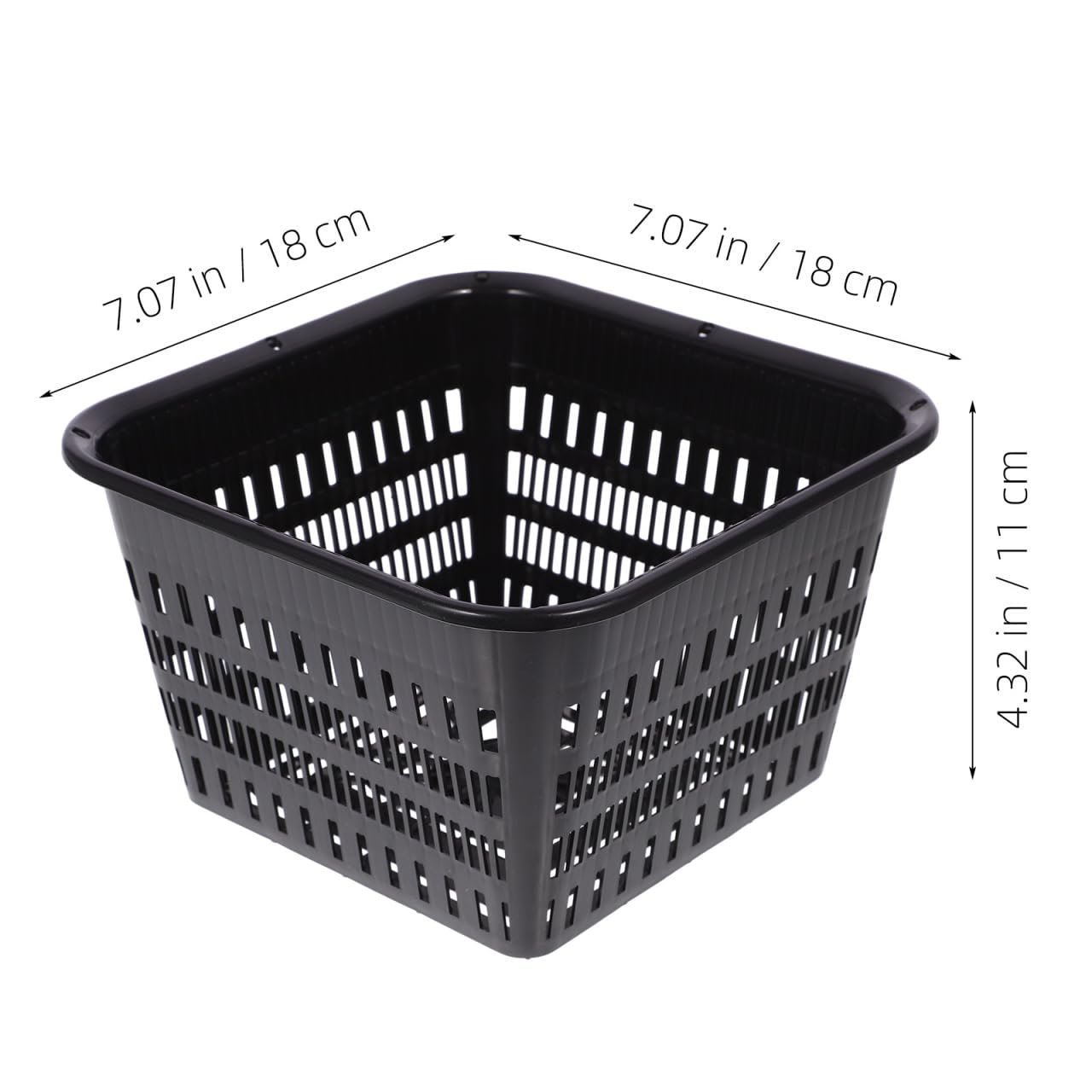UPKOCH 10 Pack Square Net Pots for Hydroponics, Thick Plastic Orchid Pots with Holes, Black Mesh Slotted Cups for Pond Plant Drainage