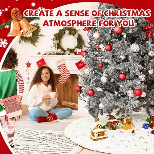 Lewtemi Christmas Tree Skirt, 72 Inches Large White Xmas Tree Skirt Cover