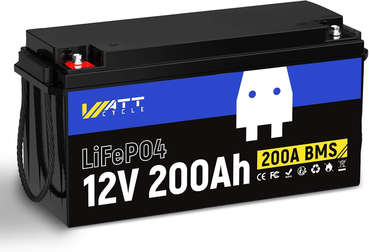 12.8V 200Ah LiFePO4 Lithium Battery 1 Pack - 15000+ Cycle Life, Integrated 200A BMS, Extreme Temperature Resilience - Perfect for RV, Camping, and Home Energy Storage.