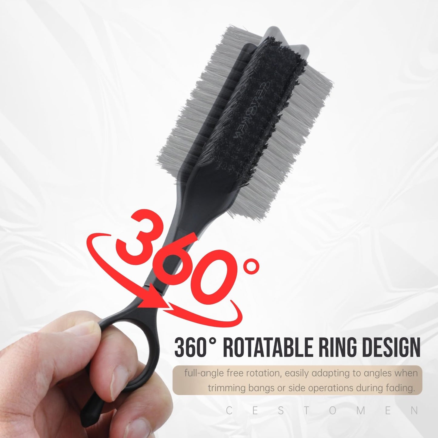 2Pcs 360°Rotatable Ring Barber Clipper Brushes, Nylon Bristles Blade Cleaning Brush Styling Brush Tool for Hair Cutting Barber and Home Use