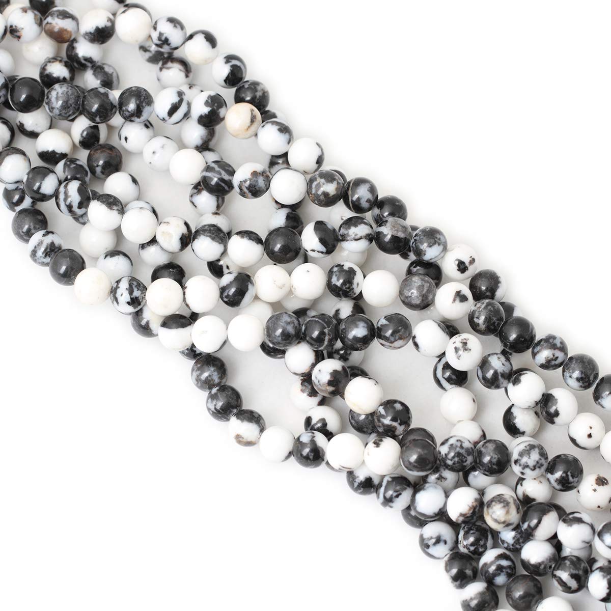 CHEAVIAN 45PCS 8mm Natural Black White Zebra Jasper Gemstone Round Loose Beads Crystal Energy Stone for DIY Jewelry Making 1 Strand 15"