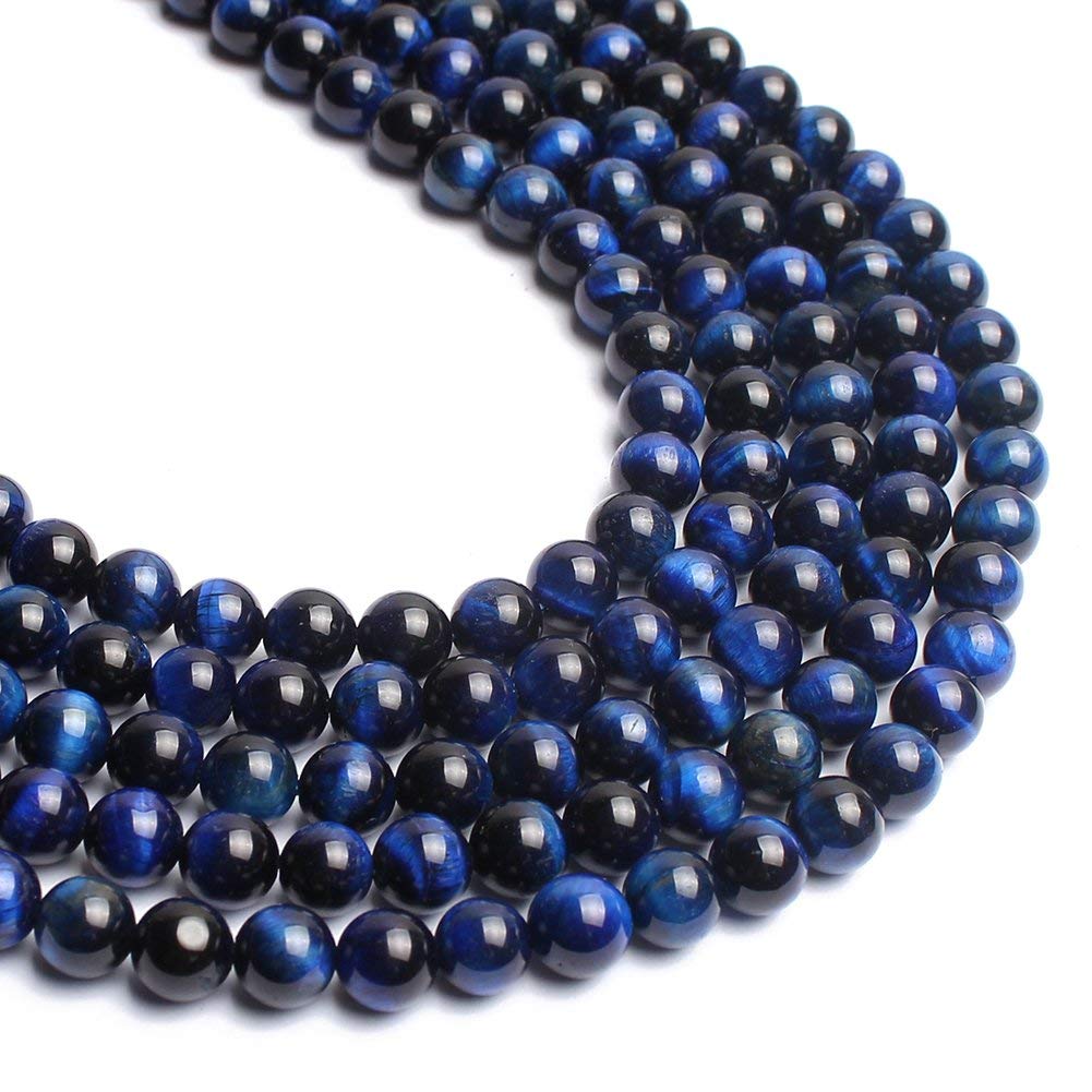 AAA Blue Tiger Eye Gemstone Round Loose Beads for Jewelry Making Findings Accessories 15 inches (6mm)