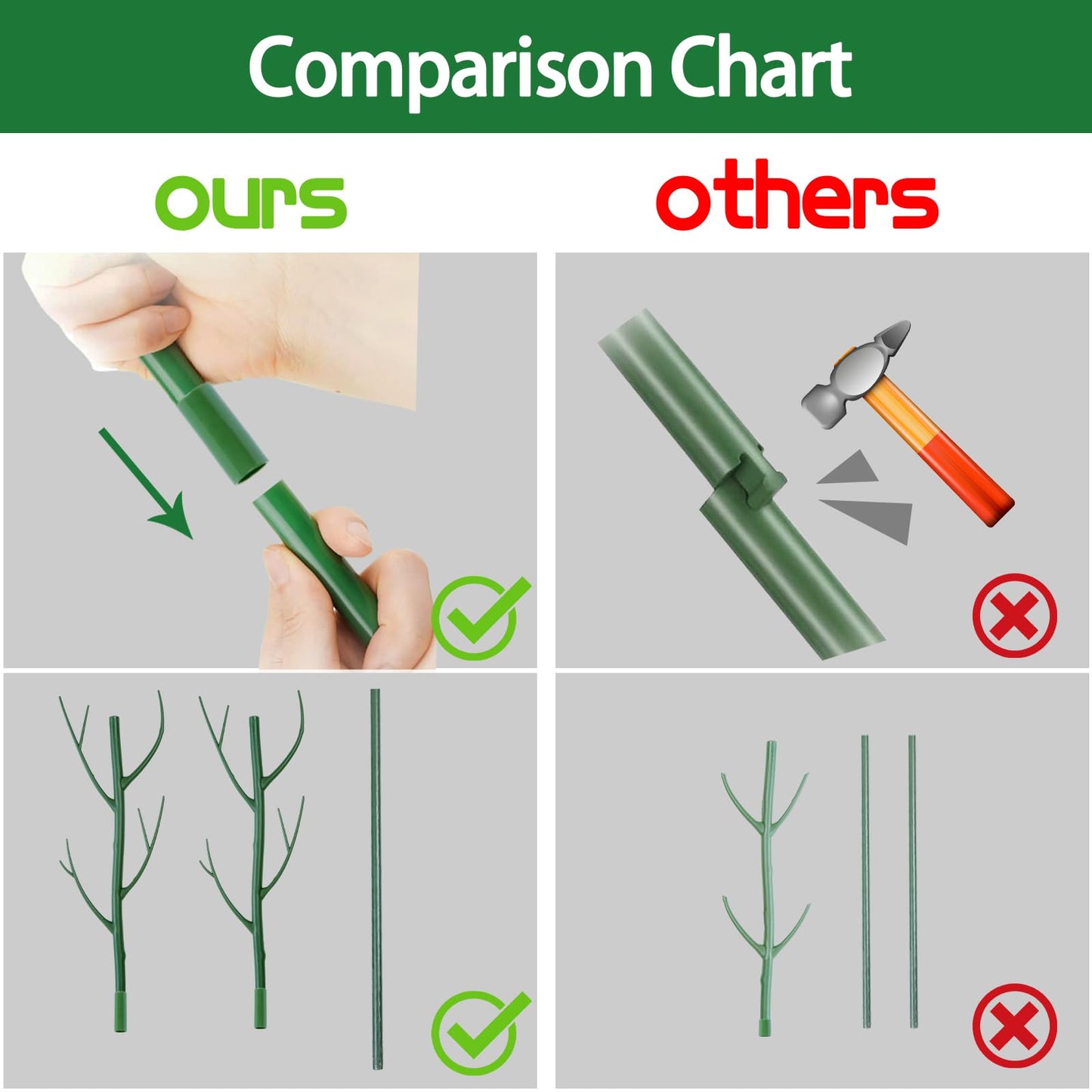 Kutoda 6-Pack Twig Plant Support Stakes Set with Blending Design, 28.8-Inch Towers for Indoor/Outdoor Plants