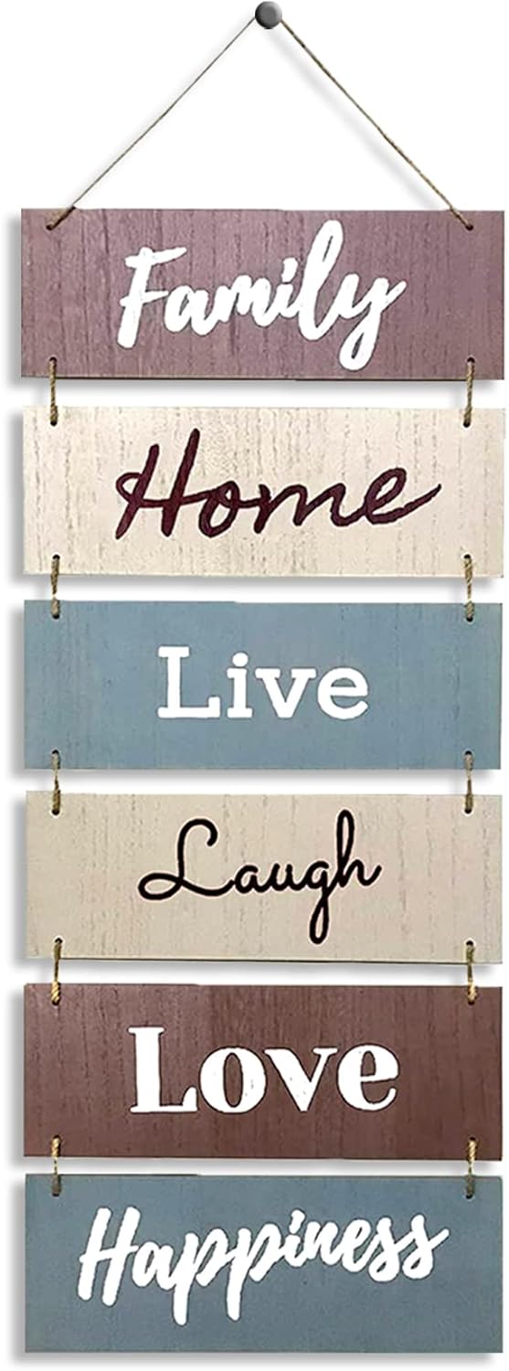 Hanging Wall Decor Sign - Welcome Vertical Wall Art Decorations, Rustic Home Accessories for Living Room, Bedroom, Family, Dining, and Kitchen, Outdoor Signs for House, Live, Laugh, Love Plaques