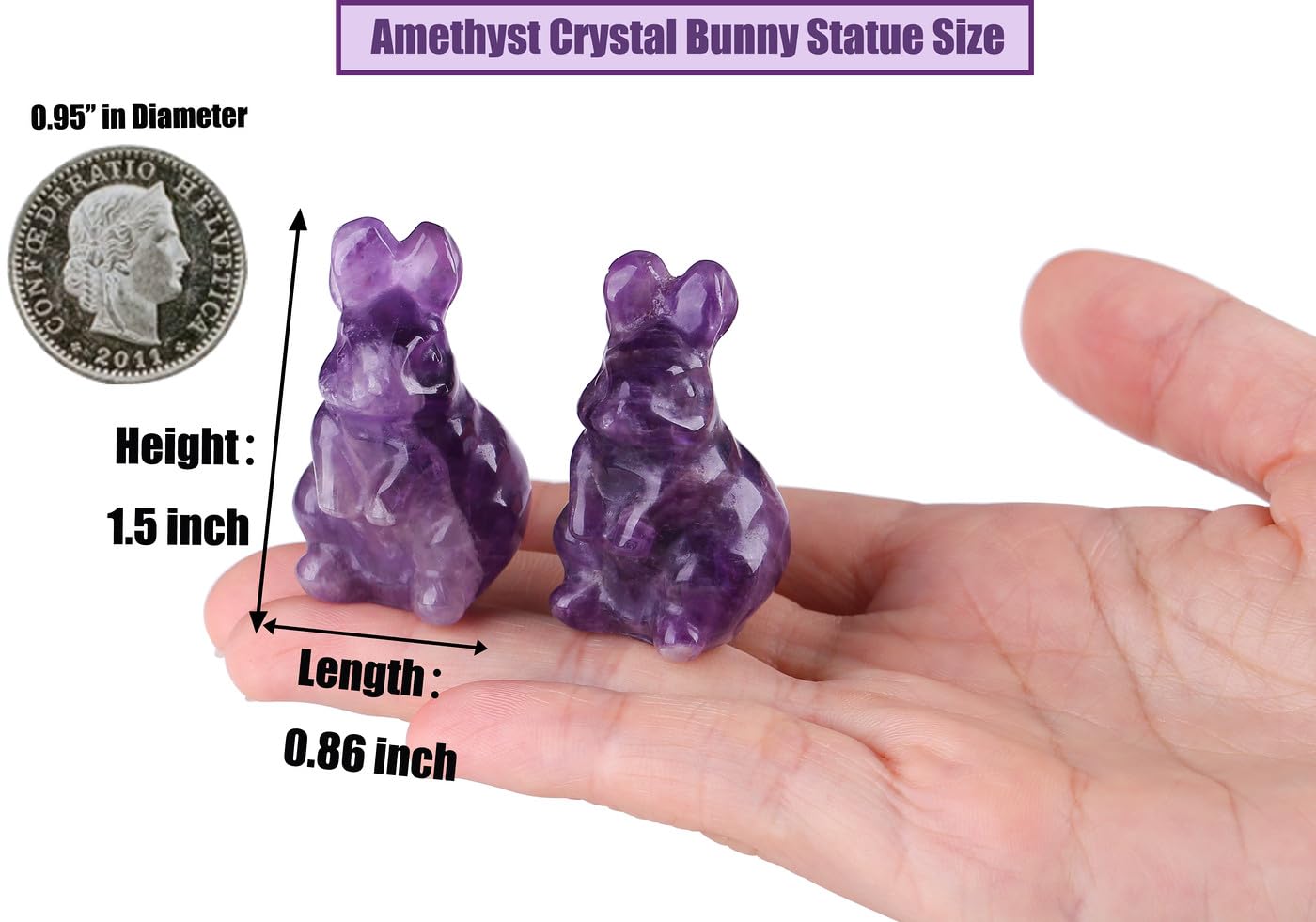 DUQGUHO Bunny Decor Easter Rabbit Decor Crystals Easter Gifts Decoration Bunny Statue Amethyst Crystals Figurines Bunny 1.5’’