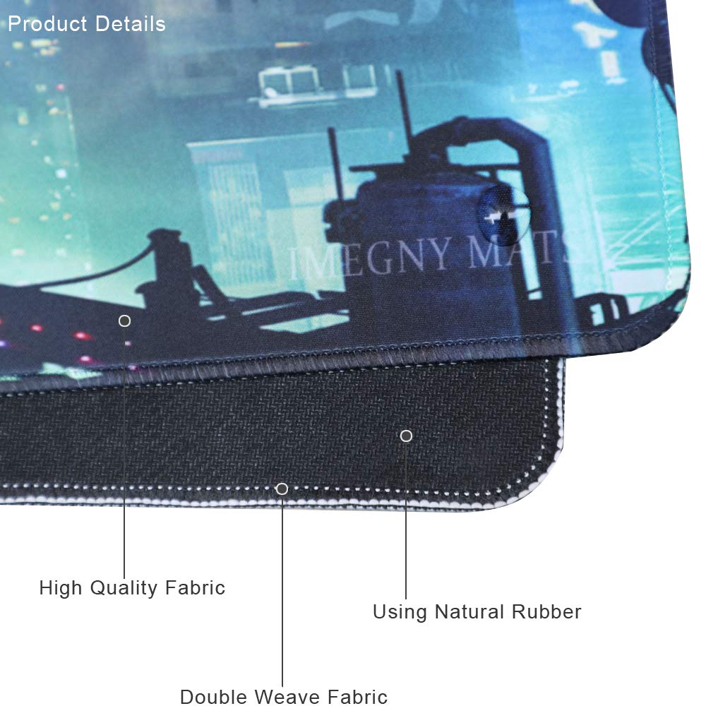 Imegny Extended Gaming Mouse Pad, Portable Mat for Keyboard & Mouse with Stitched Edges + Non-Slip Rubber Base （90x40 Green city005）
